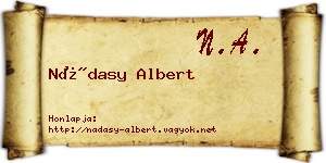 Nádasy Albert névjegykártya